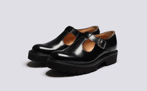 Marylebone | Womens Mary Jane Sandals in Black | Grenson - Main View
