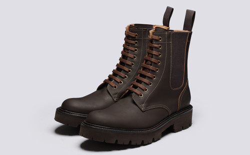 Buckley | Womens Boots in Brown Rubberised Leather | Grenson - Main View
