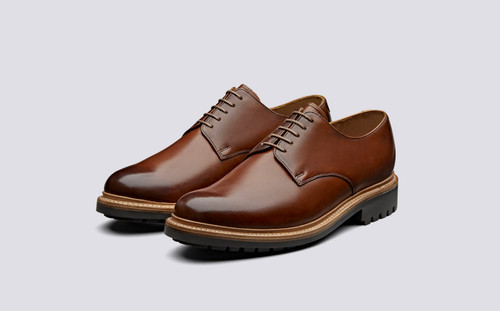Grenson Curt in Tan Hand Painted Calf Leather - 3 Quarter View