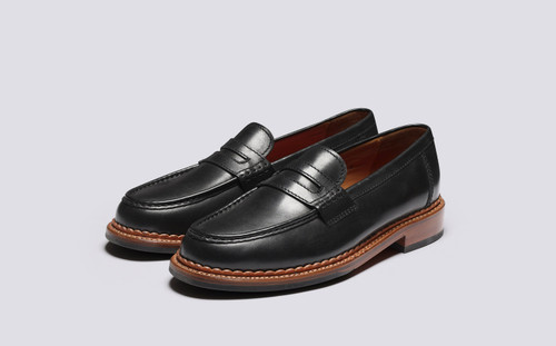 Raleigh | Mens Loafers in Black Leather | Grenson - Main View