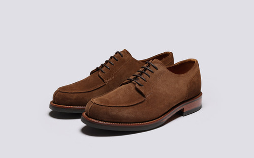 Mac | Mens Derby Shoes in Brown Toffee Suede | Grenson - Main View