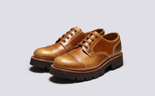 Keith | Mens Derby Shoes in Tan Gloss Leather | Grenson - Main View