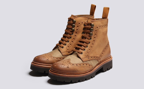 Fran | Womens Brogue Boots in Ginger Nubuck | Grenson - Main View