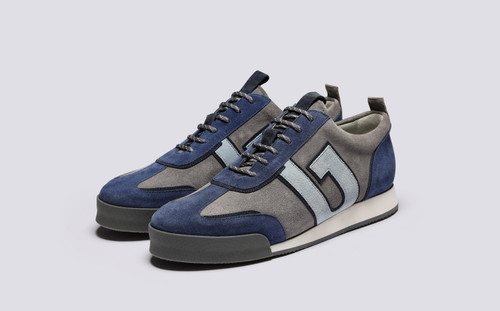 Sneaker 51 + | Mens Trainers in Grey and Blue Suede | Grenson - Main View