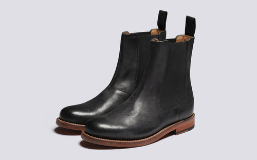 Milly | Womens Chelsea Boots in Black Nubuck | Grenson - Main View