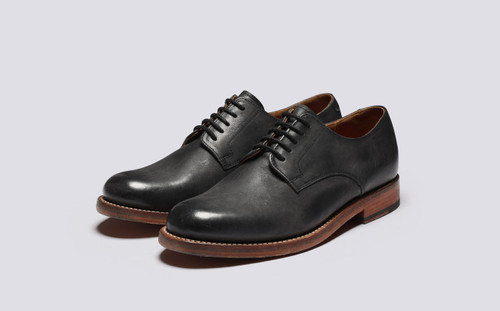 Evie | Womens Derby Shoes in Black Nubuck | Grenson - Main View