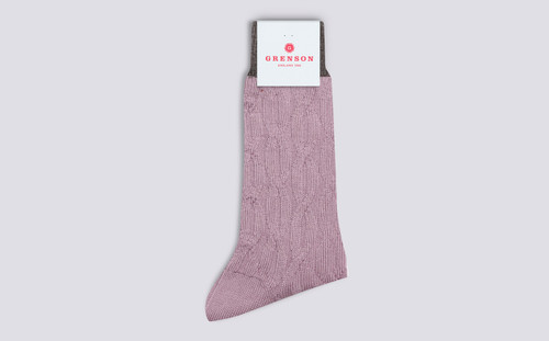 Womens Chain Sock | Pink Wool | Grenson - Main View