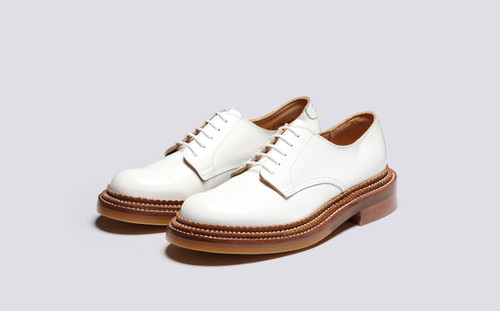 Devon | Womens  Shoes in White with Triple Welt | Grenson - Main View