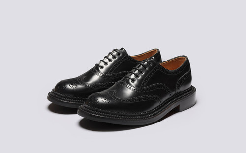 Dominic | Mens Brogues in Black with Triple Welt | Grenson - Main View
