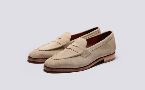Floyd Mens Loafers in Beige Suede Grenson