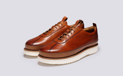 Sneaker 1 Welted Mens Sneakers in Tan Leather Grenson