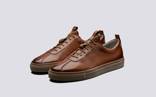 Grenson Sneaker 1 Men's in Tan Hand Painted Calf Leather - 3 Quarter View