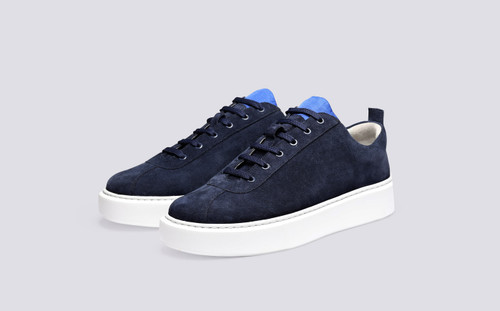 Grenson Sneaker 30 Men's in Blue Ripstop/Suede - 3 Quarter View