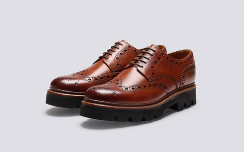 Archie | Mens Brogues in Tan Leather | Grenson - Main View