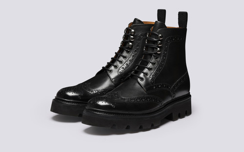 Fred | Mens Boots in Black Leather | Grenson - Main View