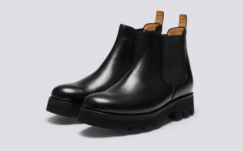 Grenson Warner in Black Pull Up Leather - 3 Quarter View