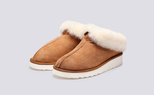 Wyeth | Men's Slippers in Tobacco Shearling | Grenson - Main View