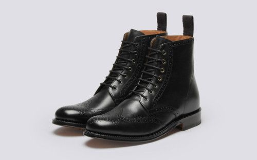 Grenson Ella in Black Calf Leather - 3 Quarter View