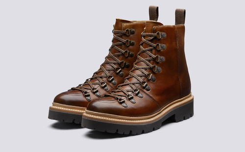 Grenson Nanette in Tan Hand Painted Calf Leather - 3 Quarter View