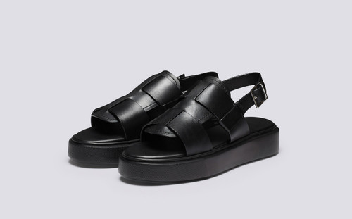 Grenson Willa 2.0 in Black Calf Leather - 3 Quarter View