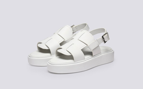 Grenson Willa 2.0 in White Calf Leather - 3 Quarter View