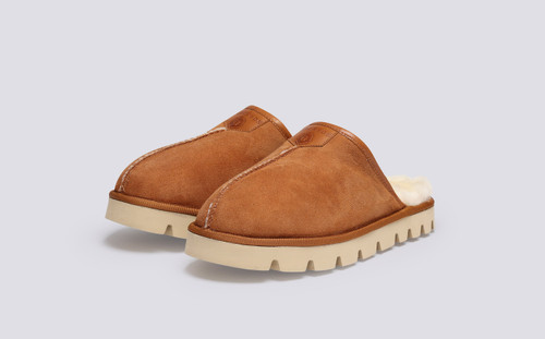 Winsome | Women's Slippers in Tobacco Shearling | Grenson - Main View