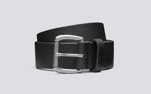 Grenson Jeans Belt Black Pebble Grain Leather - 3 Quarter View