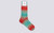 Mens Socks | Turquoise Rainbow Socks in Cotton | Grenson - Full View