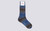 Mens Socks | Blue Rainbow Socks in Cotton | Grenson - Full View
