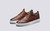 Grenson Sneaker 3 in Tan Hand Painted Calf Leather - 3 Quarter View
