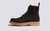 Fred | Mens Brogue Boots in Dark Brown with Wedge | Grenson - Side View