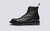 Joe | Mens Boots in Black Rusticalf with Triple Welt | Grenson - Side View