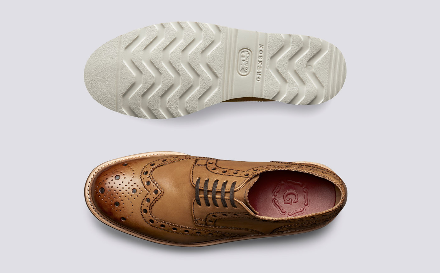 Mens Gibson Brogue in Tan Calf Leather 