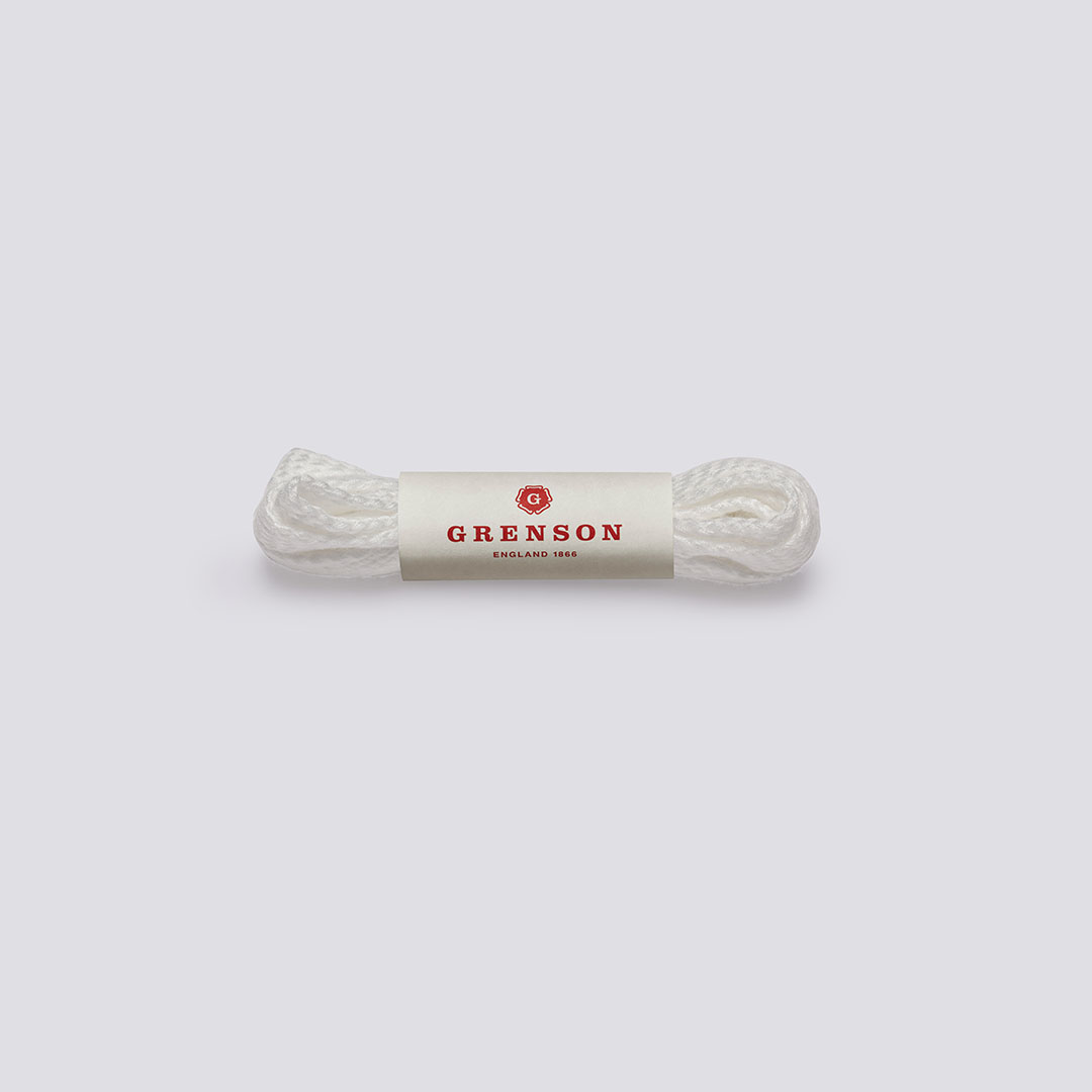 Flat Boot Laces White Unisex Boot Laces 110cm Grenson