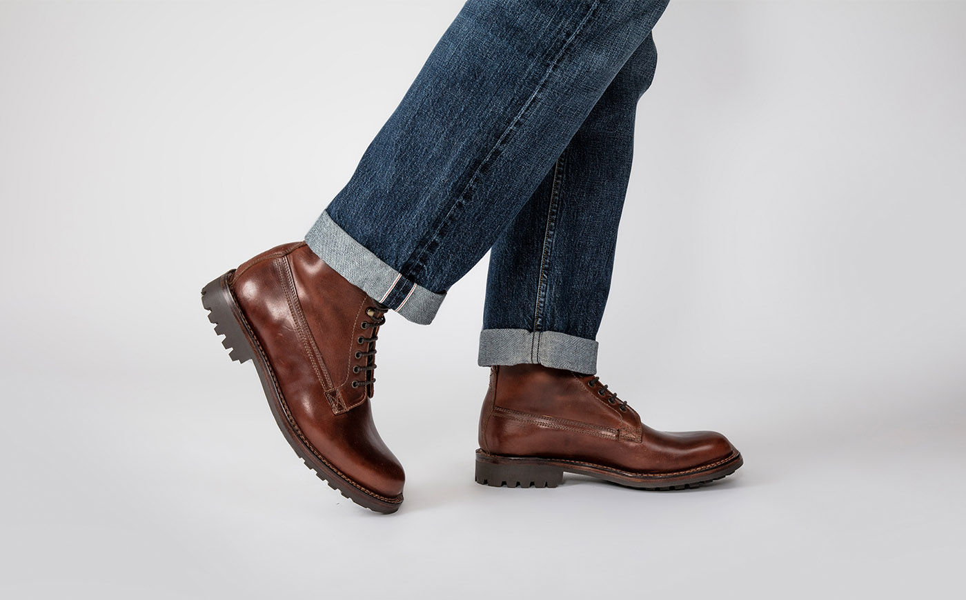 Mens brown shoe boots sales