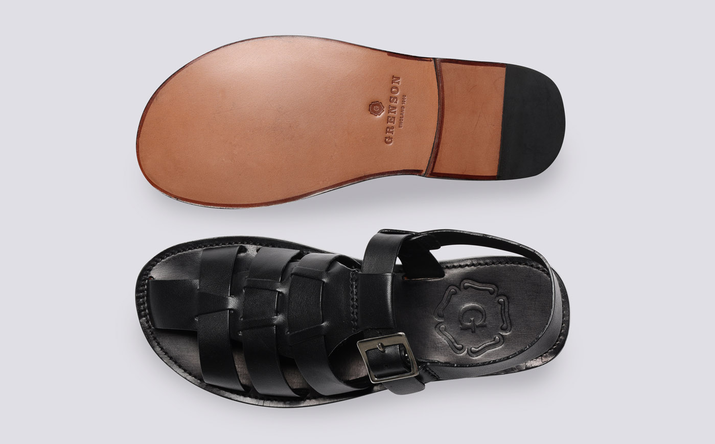 Queenie Womens Sandals in Black Leather Grenson