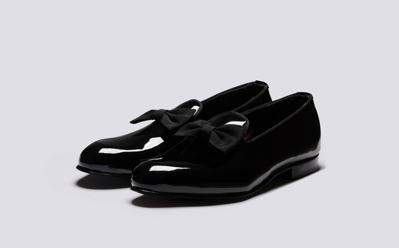 Mens Dress Slipper Slip On Shoes in Black Patent Grenson