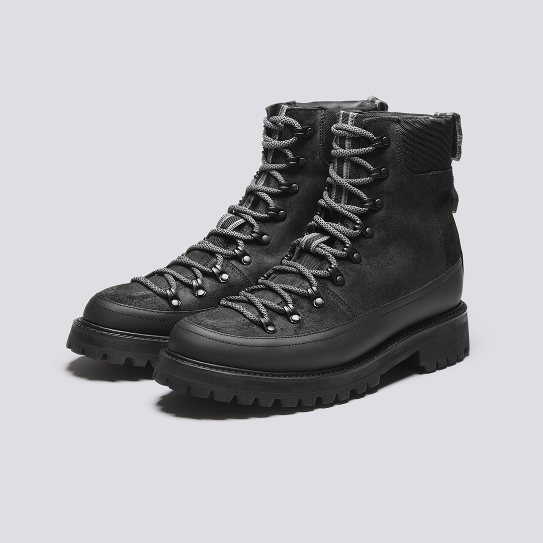 Brady Tech | Mens Hiker Boots in Black on Vibram Sole | Grenson