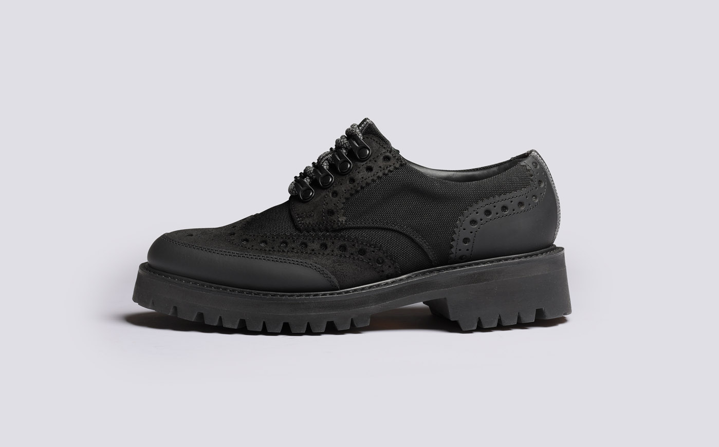 Ava Tech Womens Brogues in Black on Vibram Sole Grenson