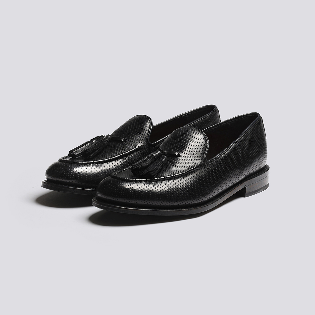 Miranda Loafers for Women in Black Dipped Leather Grenson