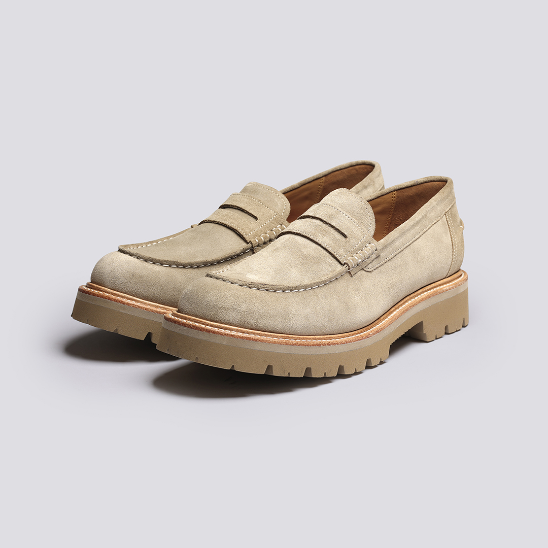 Walt Loafers for Men in Beige Suede Commando Sole Grenson