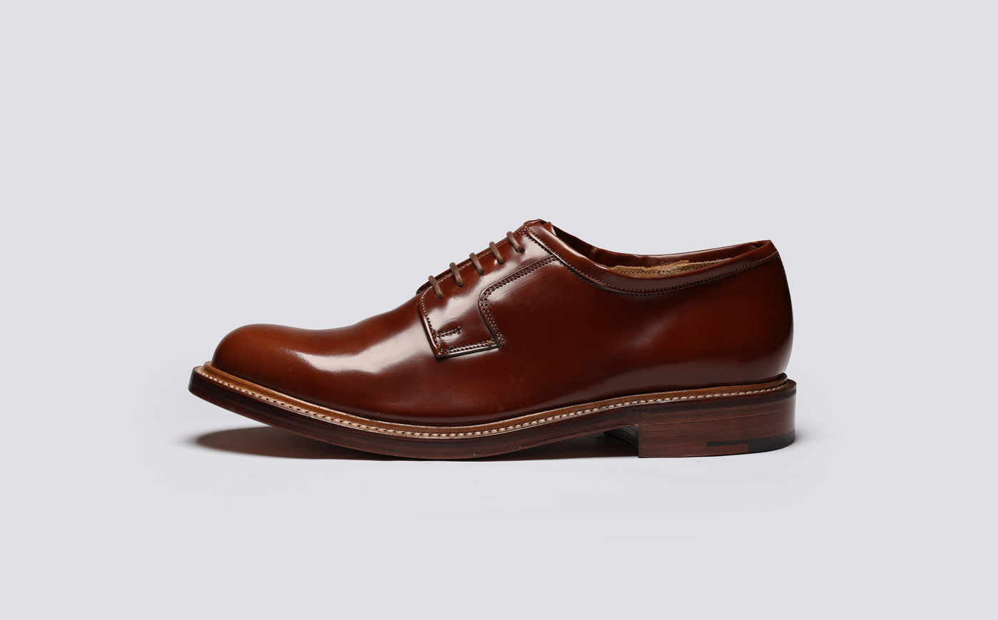 Camden Mens Derby Shoes in Mid Brown Leather Grenson