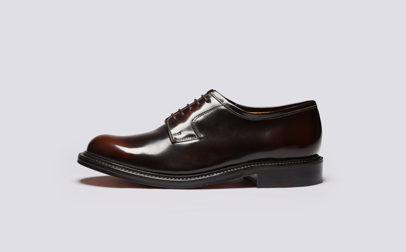 Camden Mens Derby Shoes in Dark Brown Leather Grenson