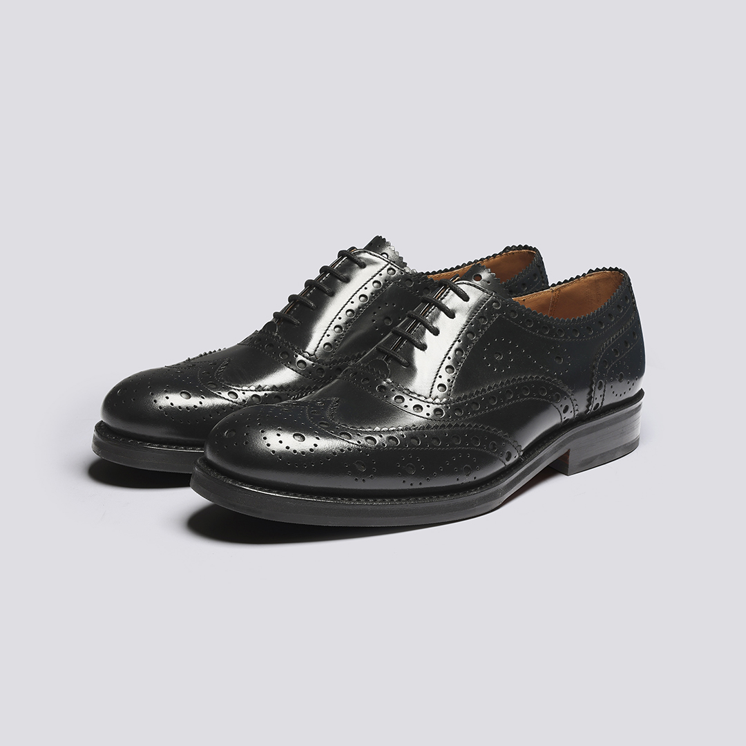 Anderson Mens Brogues in Black Leather Grenson