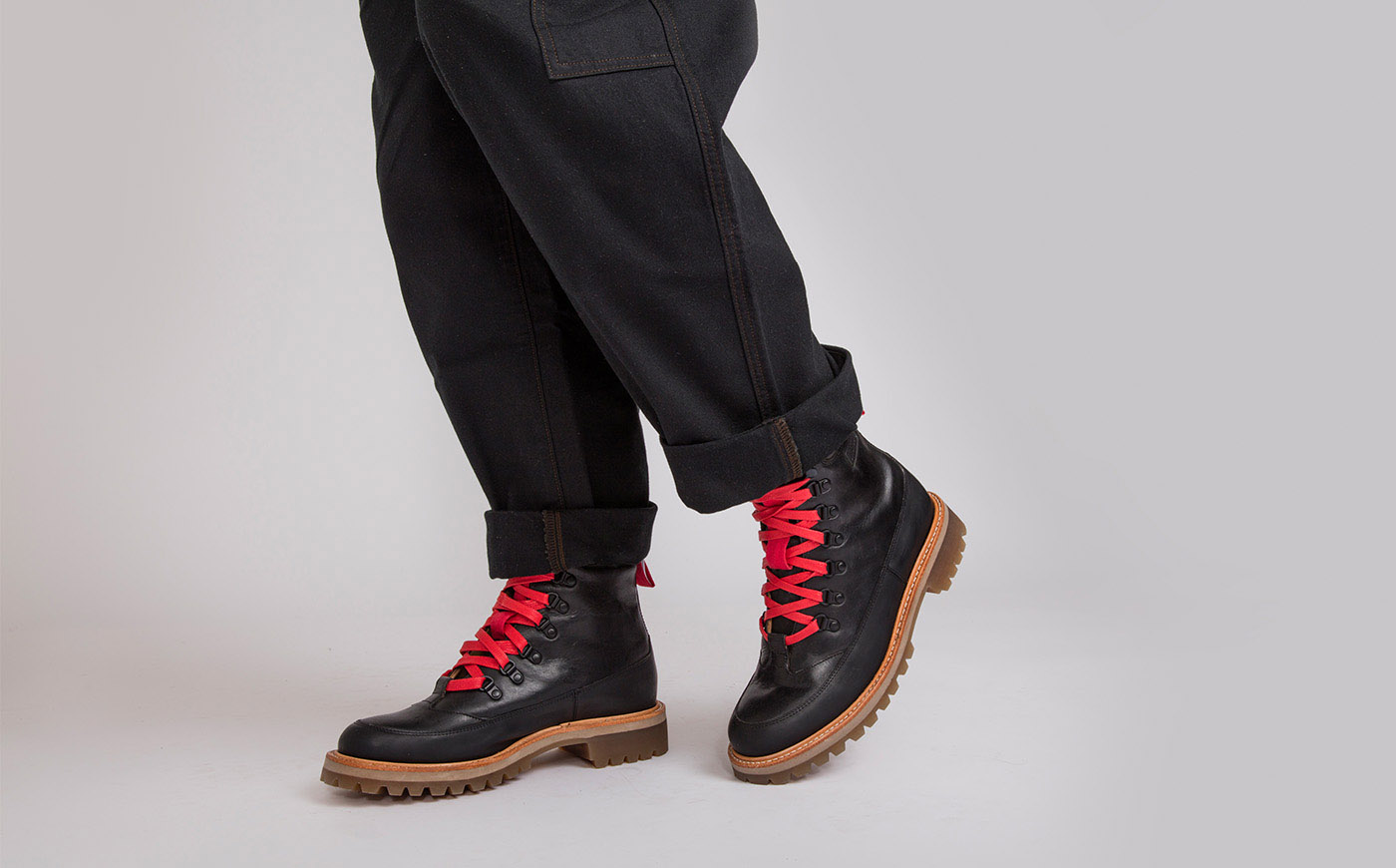 Black hiking boots with hotsell red laces