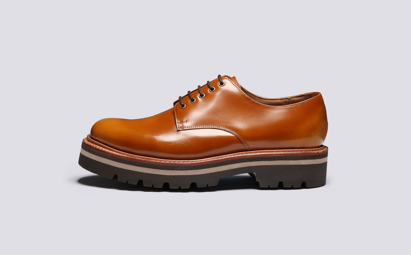 Curt Mens Derby Shoes in Amber Hi Shine Leather Grenson