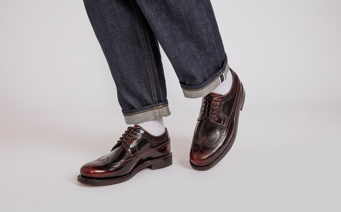 Burgundy shop brogues mens