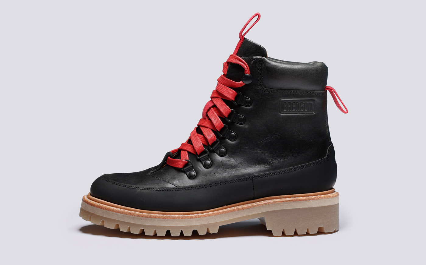 Blair Womens Hiker Boots in Black Leather Grenson