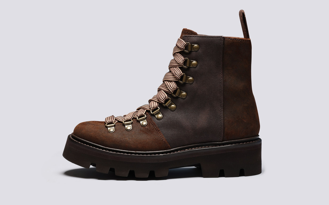 Nanette Womens Hiker Boots in Brown Waxy Leather Grenson