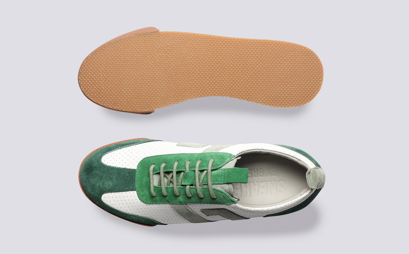 Sneaker 51 Womens Trainers in White and Green Grenson